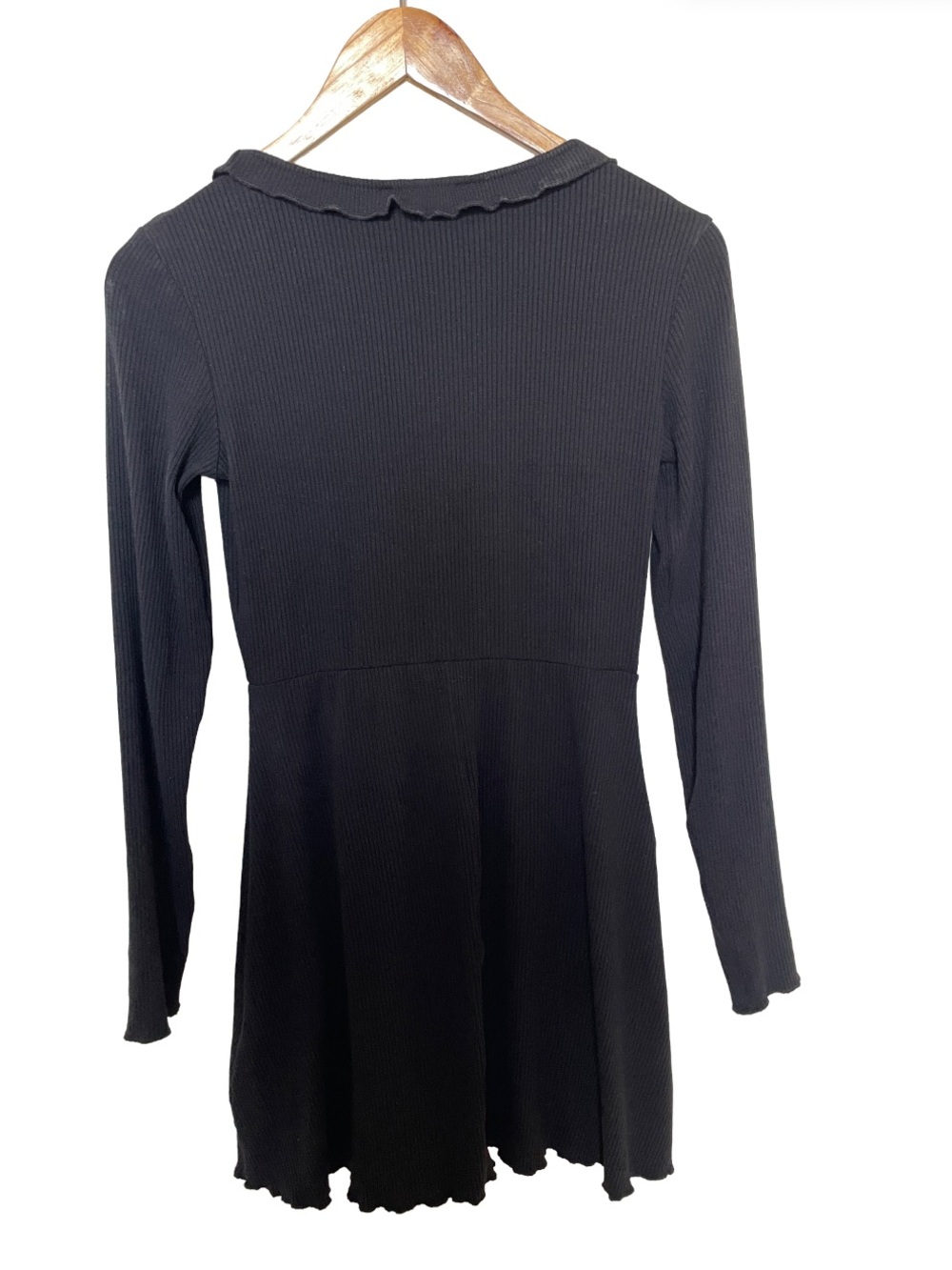 Forever 21 RARE Vintage Y2K Long Sleeve Tie Front Ribbed Mini Dress - Picture 3 of 5